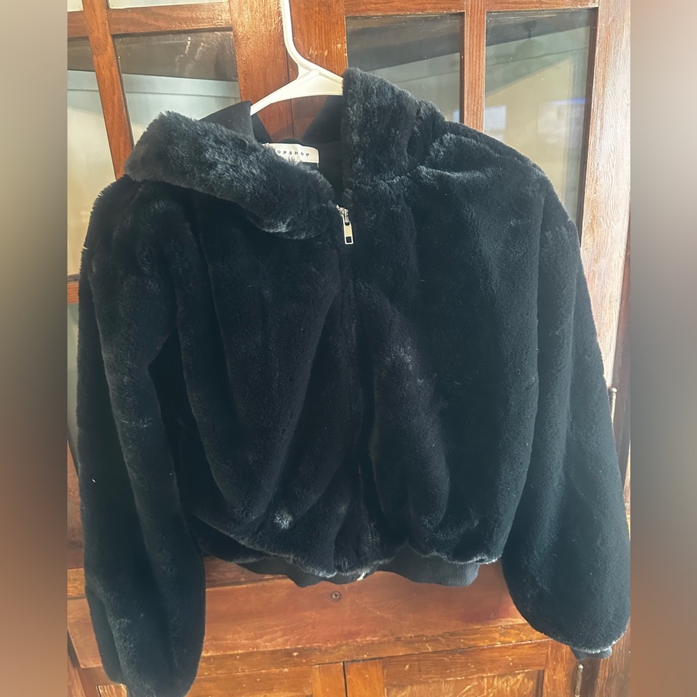 Topshop fluffy cropped jacket